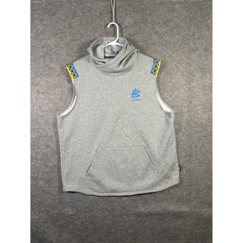 Under Armour Curry Sleeveless Hoodie Gray Geometric Accents XXL Mens